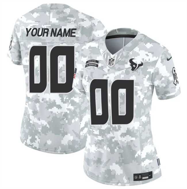 Women%27s Houston Texans Active Player Custom 2024 F.U.S.E Arctic Camo Salute To Service Limited Stitched Football Jersey(Run Small)
